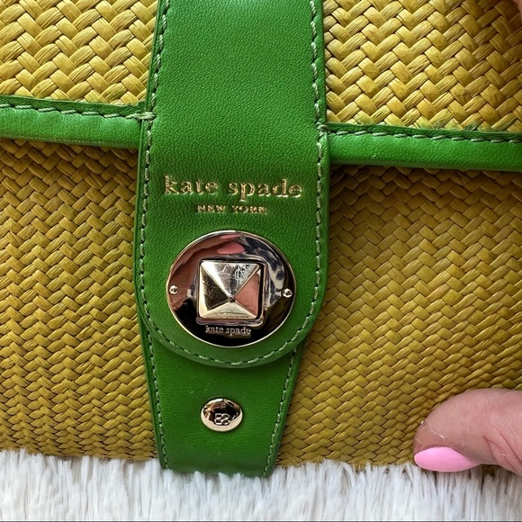 Kate Spade Wicker Clutch with Green Leather Accents - Picture 4 of 16